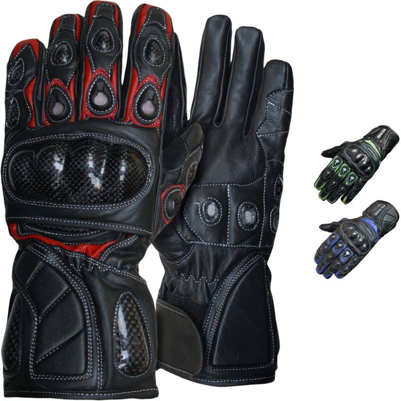 German Wear Motorradhandschuhe Motorrad Biker Handschuhe Lederhandschuhe, Größe:10=XL, Farbe:Rot von German Wear