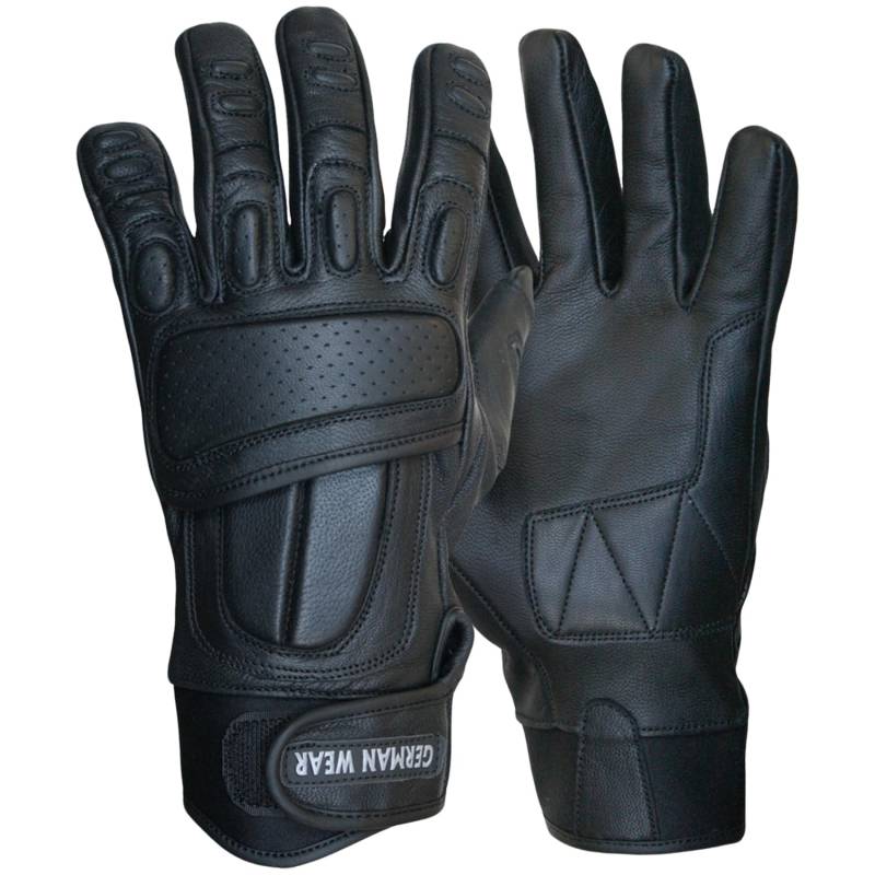 German Wear Motorradhandschuhe Motorrad Biker Handschuhe Lederhandschuhe Schwarz, Size:10=XL von German Wear