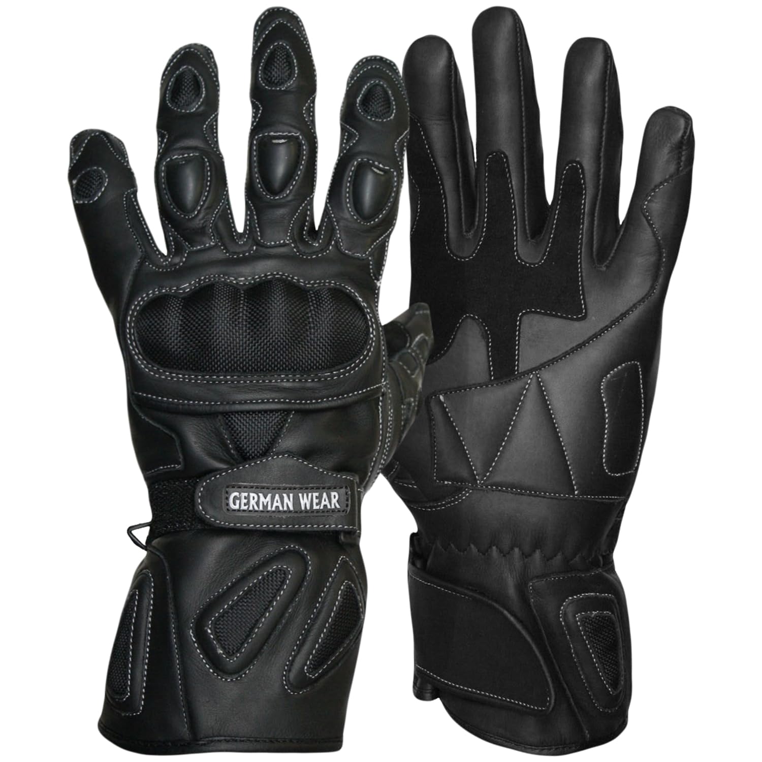 German Wear Motorradhandschuhe Motorrad Biker Lederhandschuhe Schwarz, Size:11=XXL von German Wear