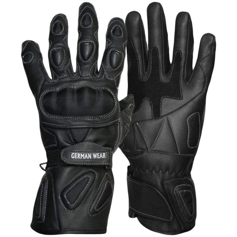 German Wear Motorradhandschuhe Motorrad Biker Lederhandschuhe Schwarz, Size:11=XXL von German Wear