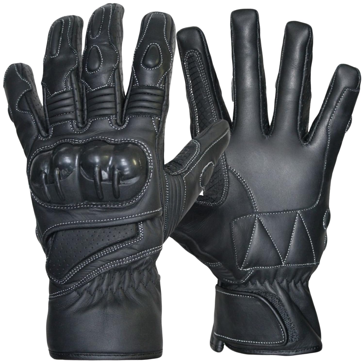 German Wear Motorradhandschuhe Motorrad Biker Lederhandschuhe Schwarz, Size:8=M von German Wear