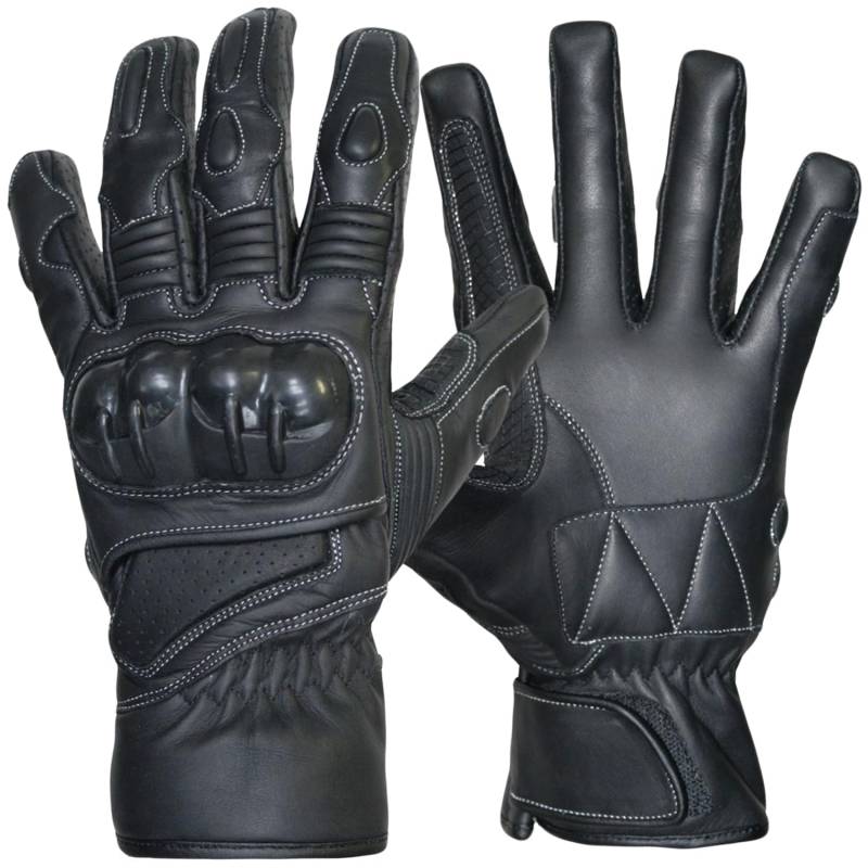 German Wear Motorradhandschuhe Motorrad Biker Lederhandschuhe Schwarz, Size:9=L von German Wear