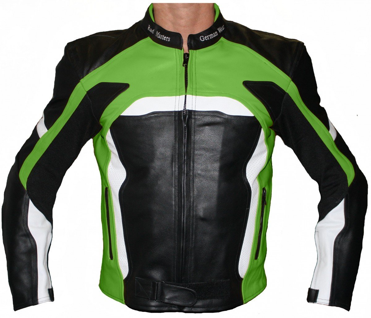 German Wear Herren Motorradjacke Lederjacke mit Protektoren, Frabe:Grün;Größe:3XL von German Wear