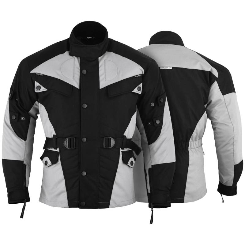 German Wear Motorradjacke herren mit geprüfte protektoren motorrad jacke herausnehmbar futter wasserabweisend viele Taschen sommer leicht wassarfest textil Schwarz/Hellgrau - L von German Wear