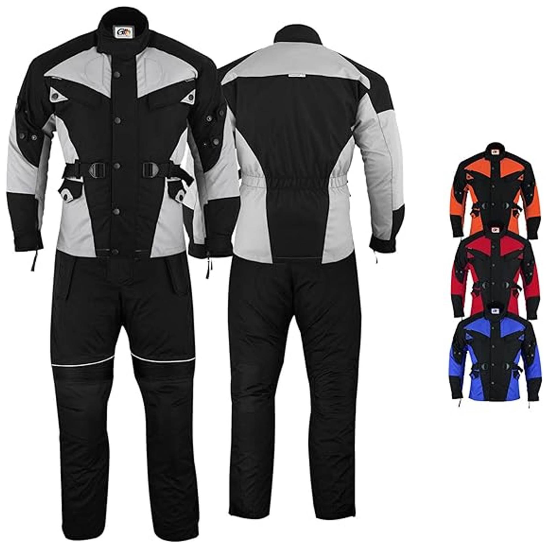 German Wear Motorradkombi herren 2-teiler mit Protektoren Motorradanzug leicht textil Motorradjacke lang + Motorradhose motorrad jacke herausnehmbar innenfutter Grau/Schwarz - 62 von German Wear