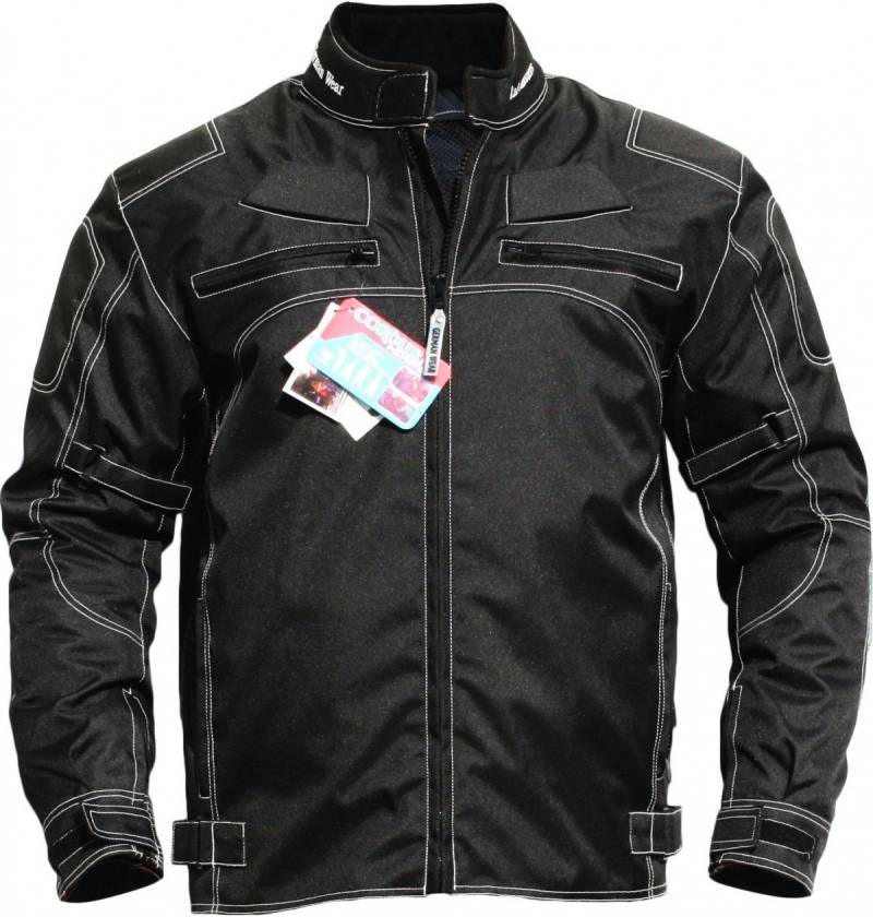 German Wear motorradjacke herren mit protektoren motorrad jacke sommer winddicht herausnehmbar waschbar futter wasserabweisend viele Taschen winter leicht wassarfest textil Schwarz 50 M von German Wear