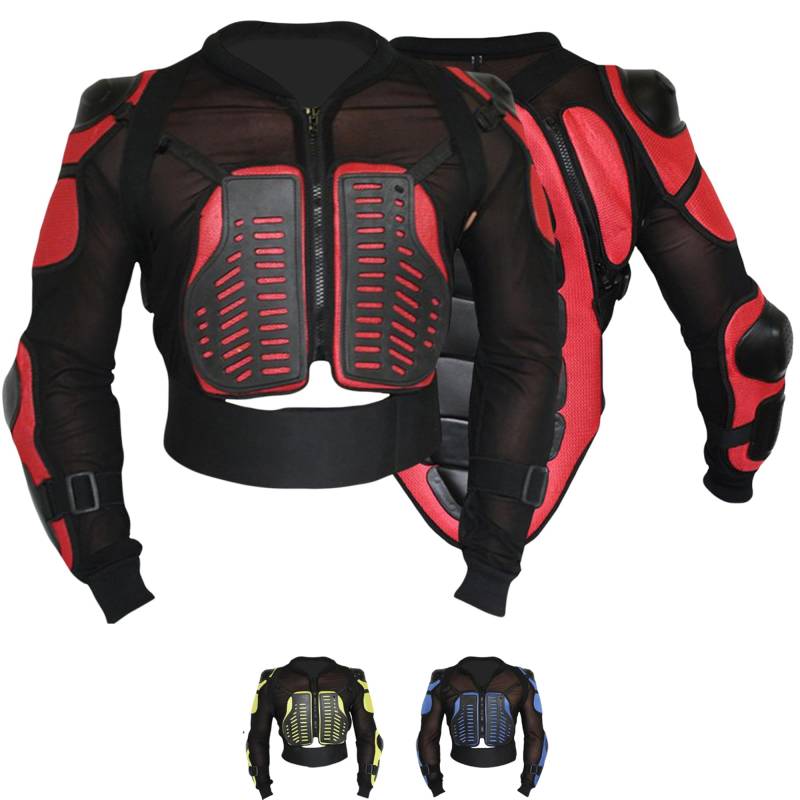 Protektorenjacke Motorrad Motocross Skatebording Protektoren Armour KörperPanzer, Größe:50/M, Farbe:Rot. von German Wear