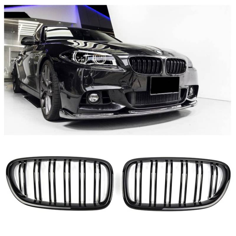 GCP PASST FÜR 5ER F10 F11 SPORT KÜHLERGRILL DOPPELSTEG GRILL GLANZ SCHWARZ von GCP