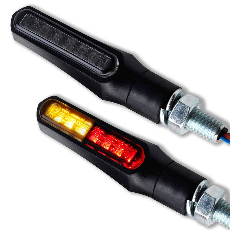 Germany Motorsports 3in1 LED Mini Blinker Rücklicht Bremslicht Kombination 3 in 1 Shark X1 Motorrad Quad Roller universal schwarz getönt von Germany Motorsports