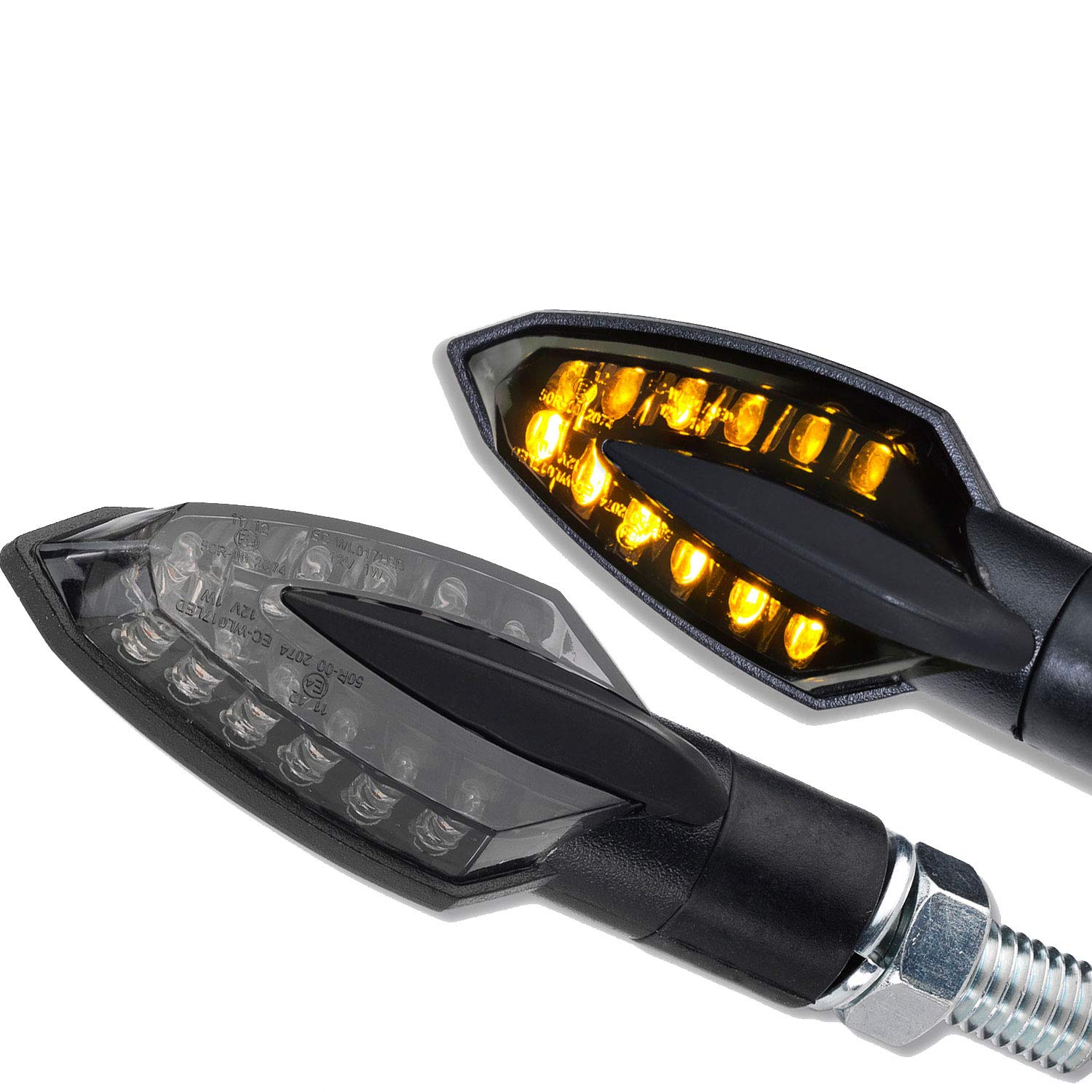 Germany Motorsports LED Mini Micro Motorrad Blinker Sliver Vinci schwarz smoke getönt E-geprüft vorn hinten (1 Paar) von Germany Motorsports