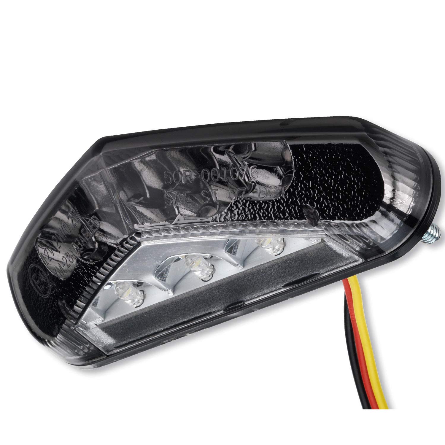 Germany Motorsports Motorrad LED Rücklicht Bremslicht Kennzeichenleuchte Triangle e-geprüft schwarz (Schwarz, Ohne Halter) von Germany Motorsports