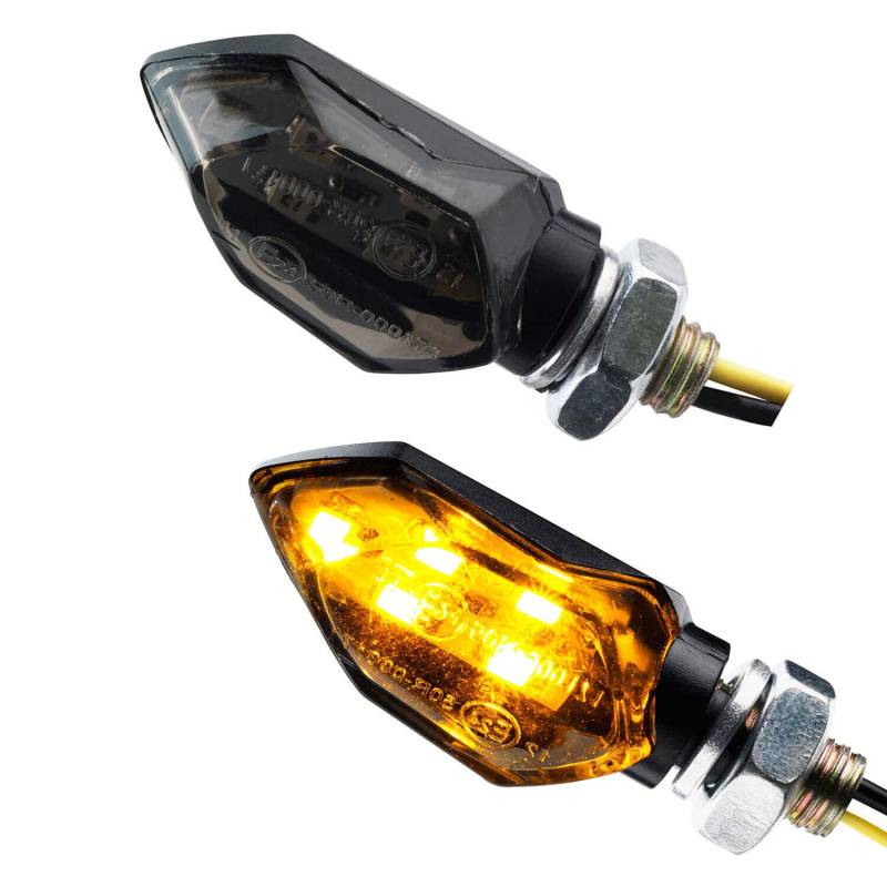 Germany Motorsports Motorrad Mini Micro LED Blinker Tight schwarz rauchgrau getönt 12V universal e-geprüft von Germany Motorsports