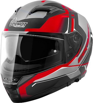 Germot GM 350 Dekor, Integralhelm - Matt Schwarz/Grau/Rot - XXL von Germot