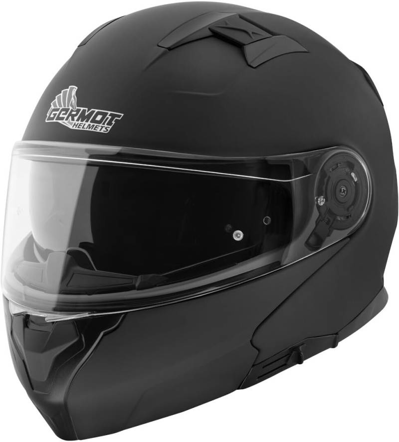 Germot GM 970 Klapphelm schwarz matt ECE 22.06 mit Sonnenblende und P/J Homologation, XL 61/62 von Germot