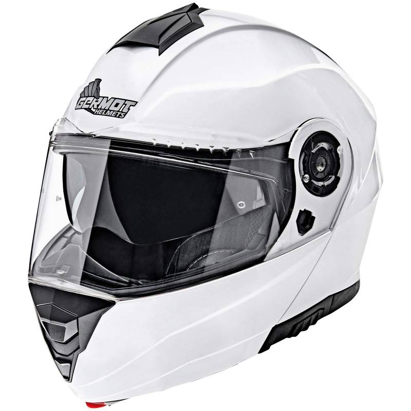 Germot Motorrad Klapp-Helm GM 960, kratzfestes Visier, weiß, 2XL von Germot