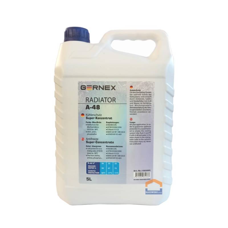 GERNEX Radiator A-48 Kühlerfrostschutz Konzentrat blau/grün 5 Liter von Gernex