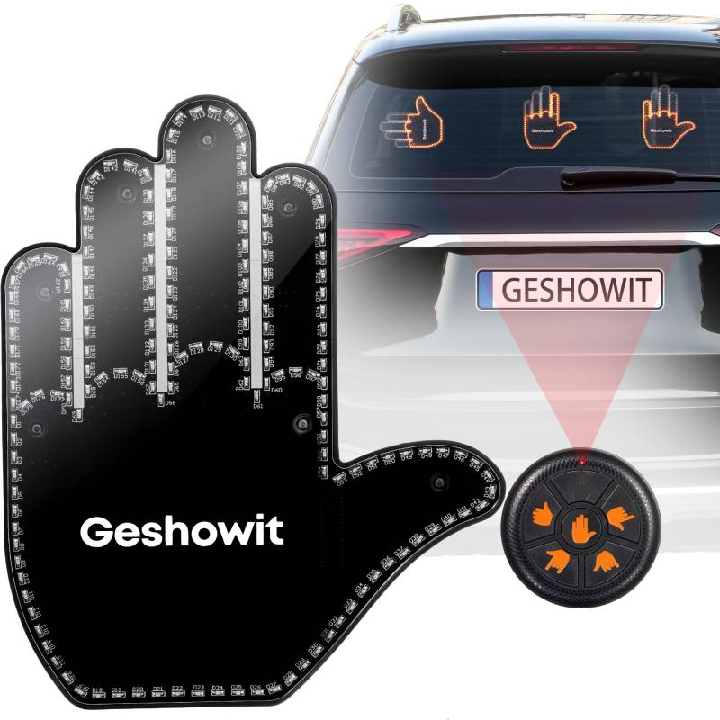 Geshowit Autozubehör für Männer, Auto Gadgets mit Fernbedienung – Zeige den Mittelfinger & Liebe & winke den Fahrern Autofans, lustige LKW-Zubehörteile, Road Rage-Schilder von Geshowit