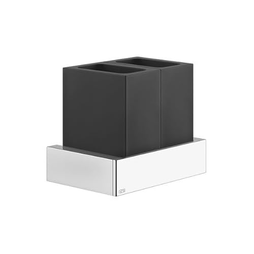 Gessi Rettangolo Accessoires Doppel-Glashalter zur Wandmontage, Becher schwarz, 20811, Farbe: Chrom von Gessi