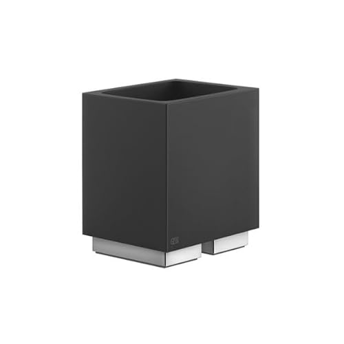 Gessi Rettangolo Accessoires Glashalter Standversion, Becher schwarz, 20832, Farbe: Chrom von Gessi