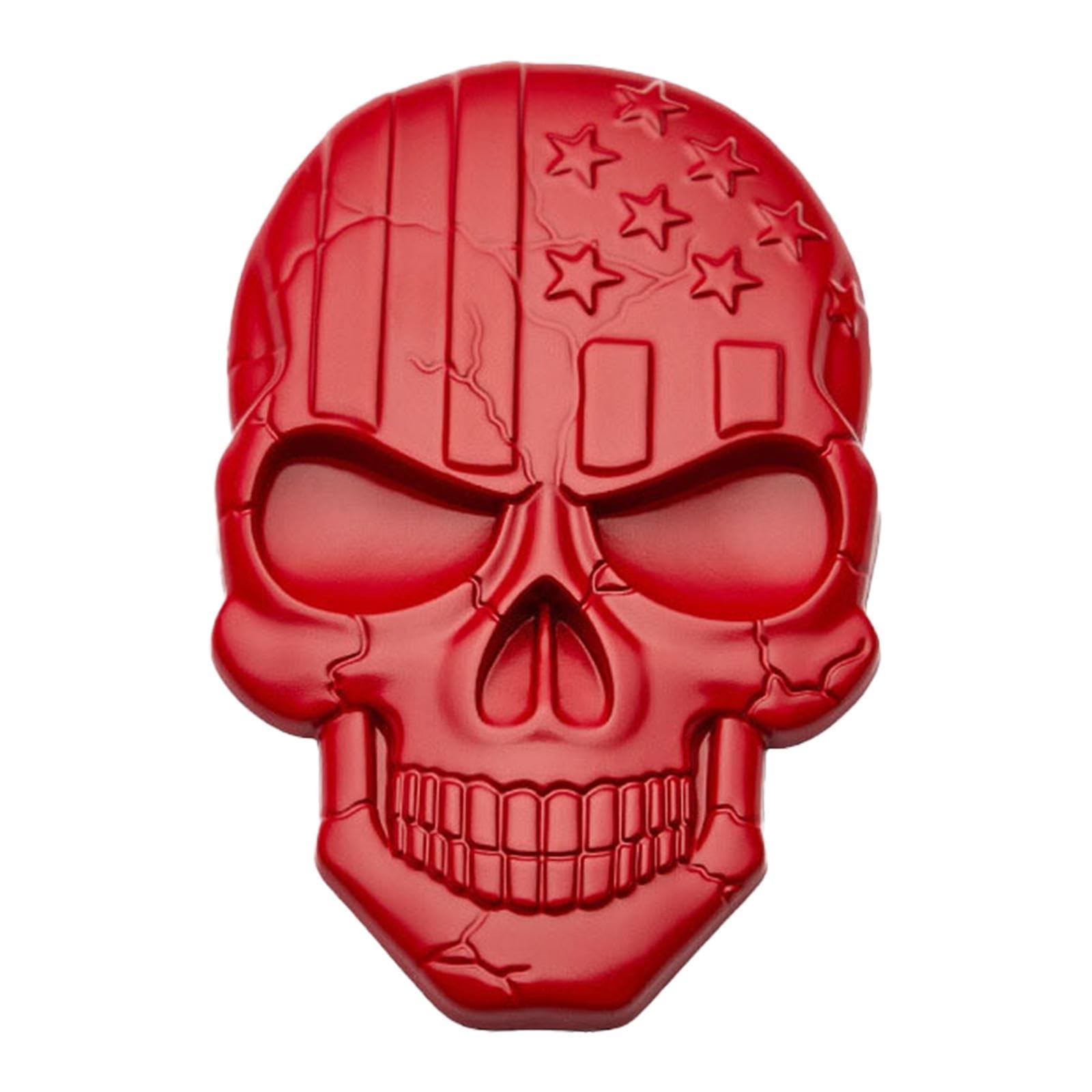 3D-Aufkleber Totenkopf – 3D-Metall-Grusel-Schädel-Emblem-Aufkleber – Auto-Verzierung, Metall-Aufkleber, Totenkopf-Teufel-Death-Flagge, Metall, Auto, Motorrad, Emblem, Abzeichen für Fahrzeug Geteawily von Geteawily