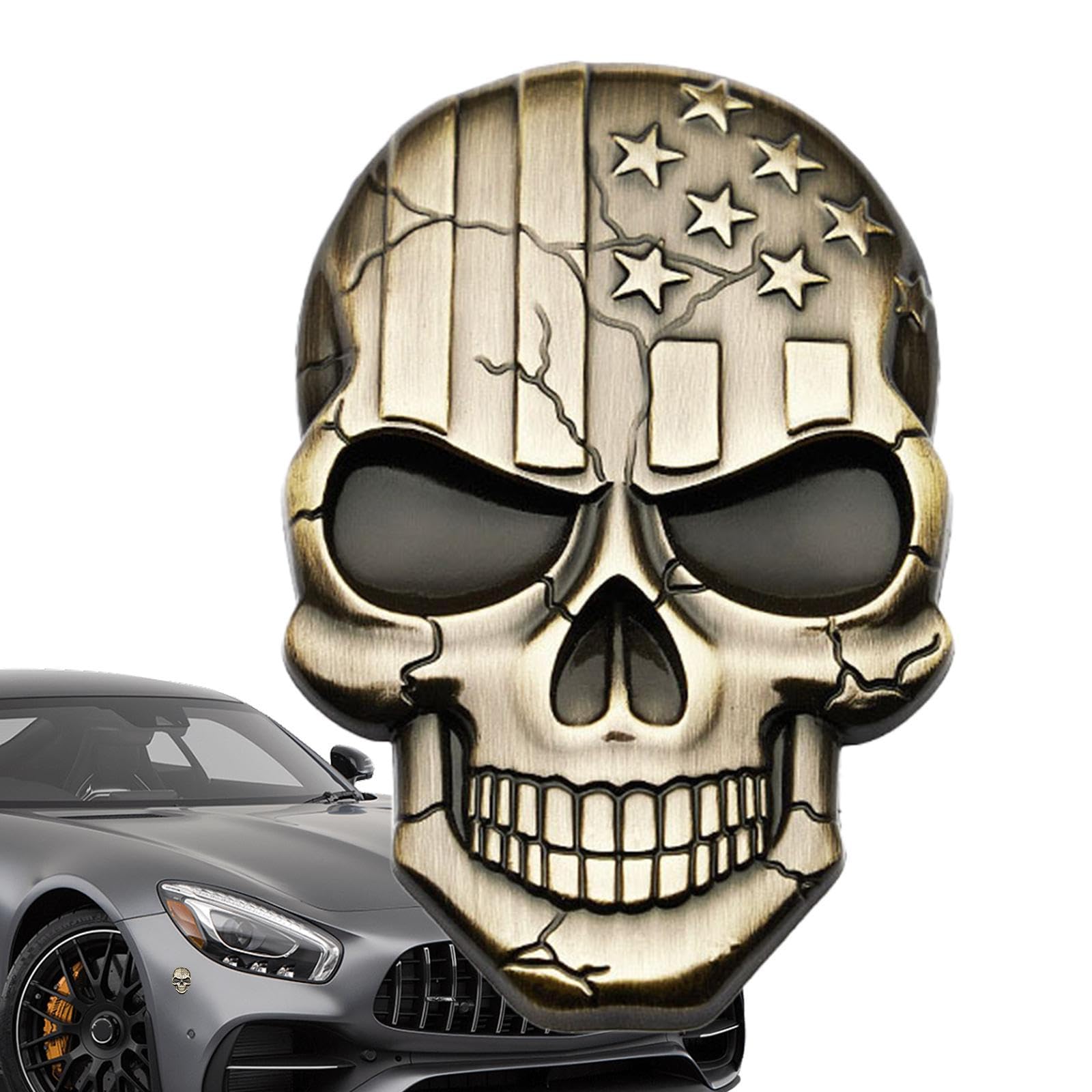 Metall-Autoaufkleber Totenkopf | 3D-robuste Auto-Aufkleber | Auto-Verzierung Metallaufkleber Abziehbilder, Totenkopf Teufel Todesflagge Metall Auto Motorrad Emblem Abzeichen Aufkleber für Fahrzeug von Geteawily