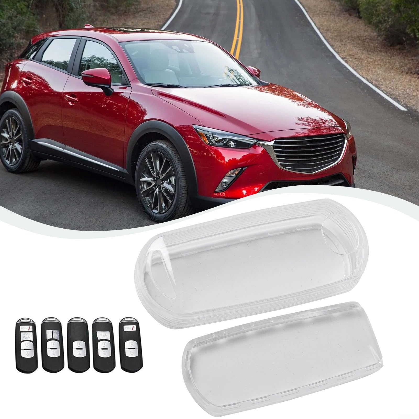 Autoschlüssel-Hülle, passend für Mazda CX-3, transparente Autoschlüsselhülle, Schutzhülle, transparent, durchsichtig, Schlüsselanhänger von Gettimore