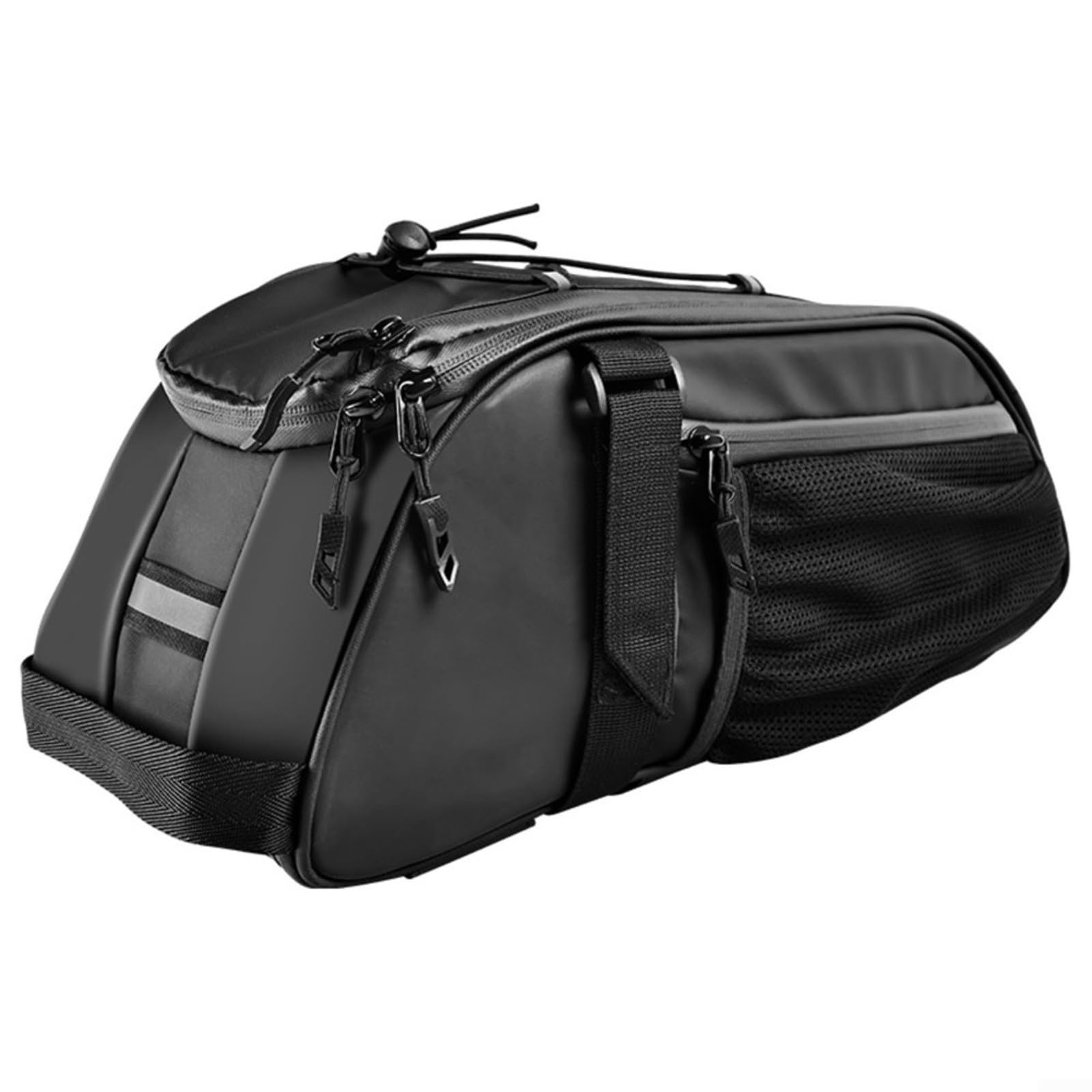 Gettimore 600D Oxford Tuch Fahrrad Gepäckträgertasche Sattelträger Aufbewahrungstasche mit reflektierendem Streifen Schwarz 35 x 12,5 x 14 cm von Gettimore