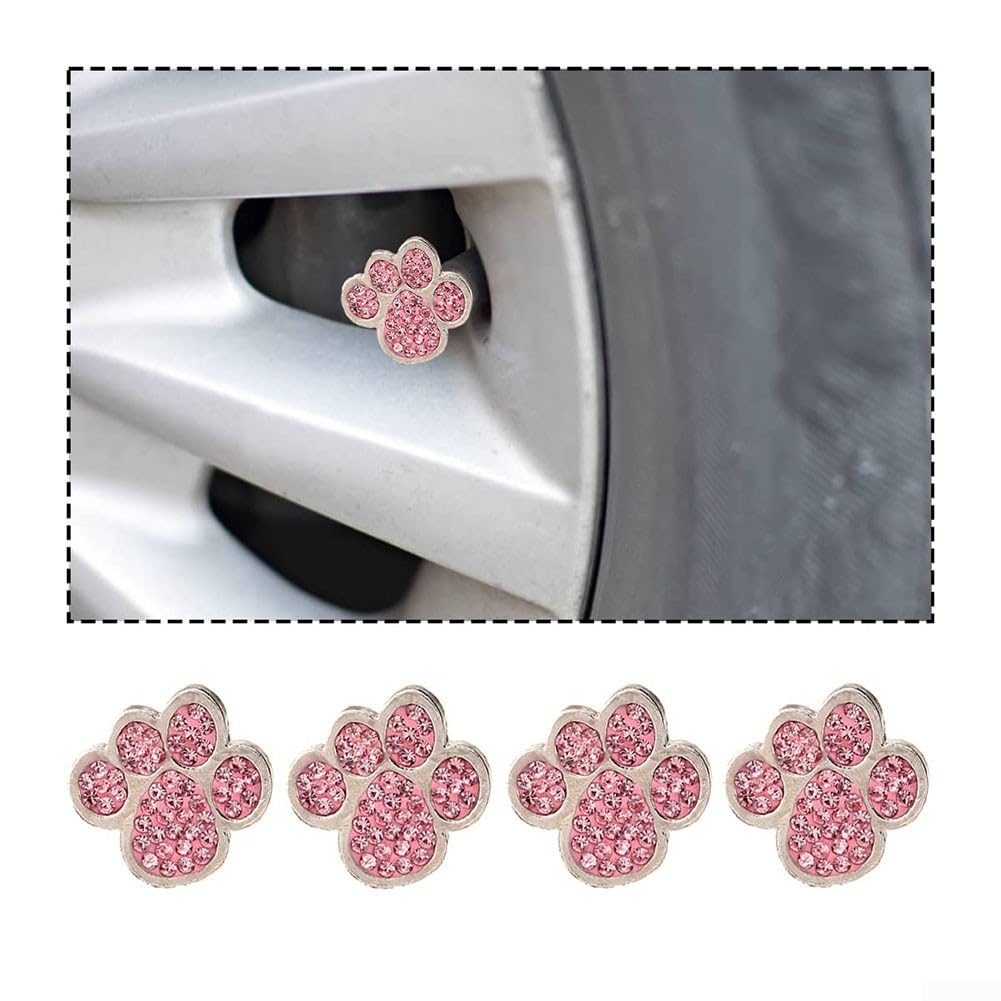 Verleihen Sie Ihrem Auto einen Hauch von Glamour mit Bärentatzen-Strass-Ventilkappen, 4er-Set (Rosa) von Gettimore