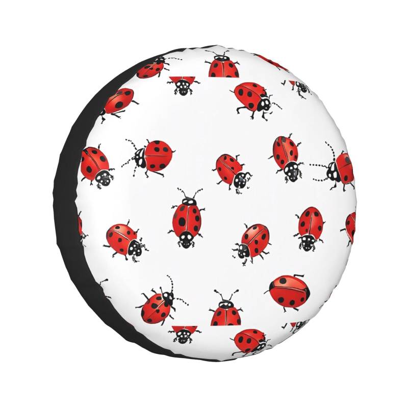 Art Ladybug Tracks Print Wheel Protective Cover, Spare Tire Cover Universal Wheel Tire Cover Waterproof For Car Uv Suv Vehicle Truck 14 Inch von Gfhwpxcnb