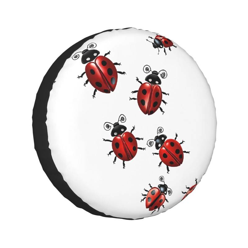 Art Ladybug Tracks Print Wheel Protective Cover, Spare Tire Cover Universal Wheel Tire Cover Waterproof For Car Uv Suv Vehicle Truck 16 Inch von Gfhwpxcnb