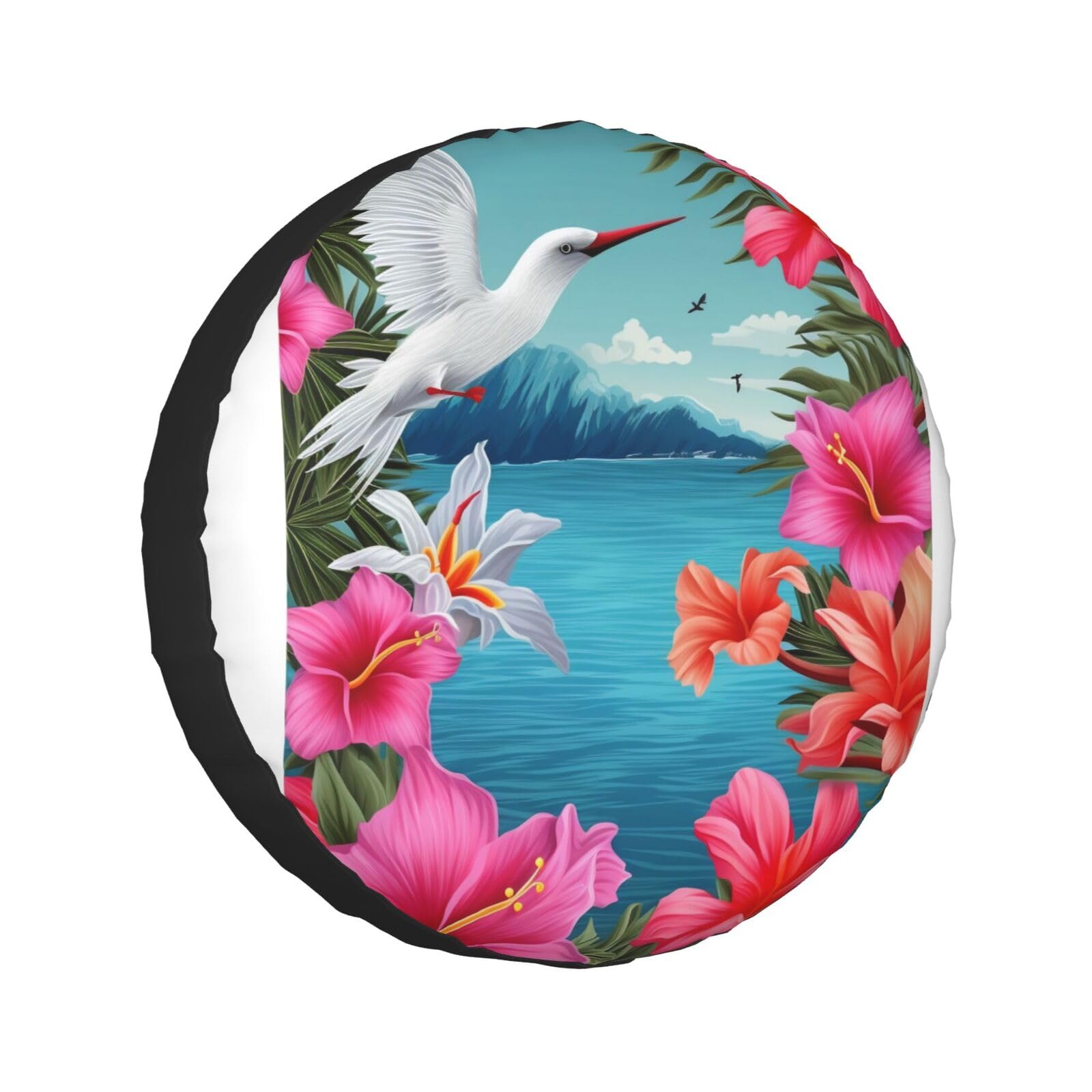 Hawaii Hibiskus Blumendruck Radschutzhülle Ersatzreifenabdeckung Universal Rad Reifenabdeckung Wasserdicht für Auto UV SUV Fahrzeug LKW 40,6 cm von Gfhwpxcnb