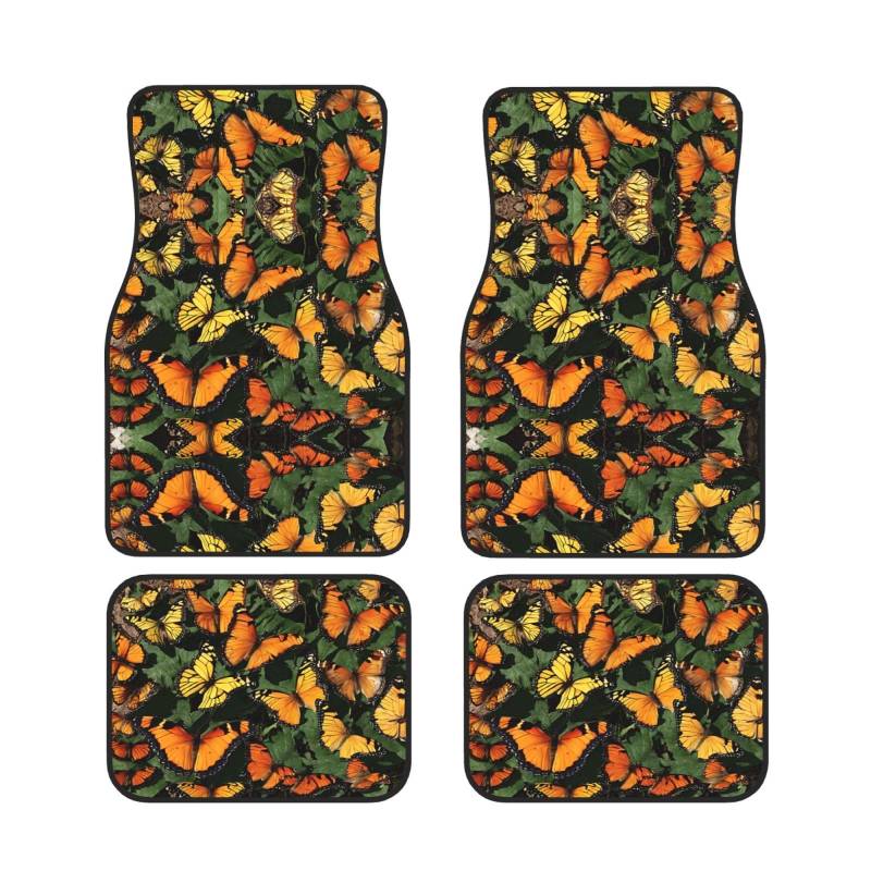 Heaps Of Orange Monarch Butterflies Print Universal Auto Fußmatten Anti-Rutsch Autoteppiche Set von 4 Stück vorne und hinten Teppich passend für die meisten Autos, LKWs und SUVs von Gfhwpxcnb