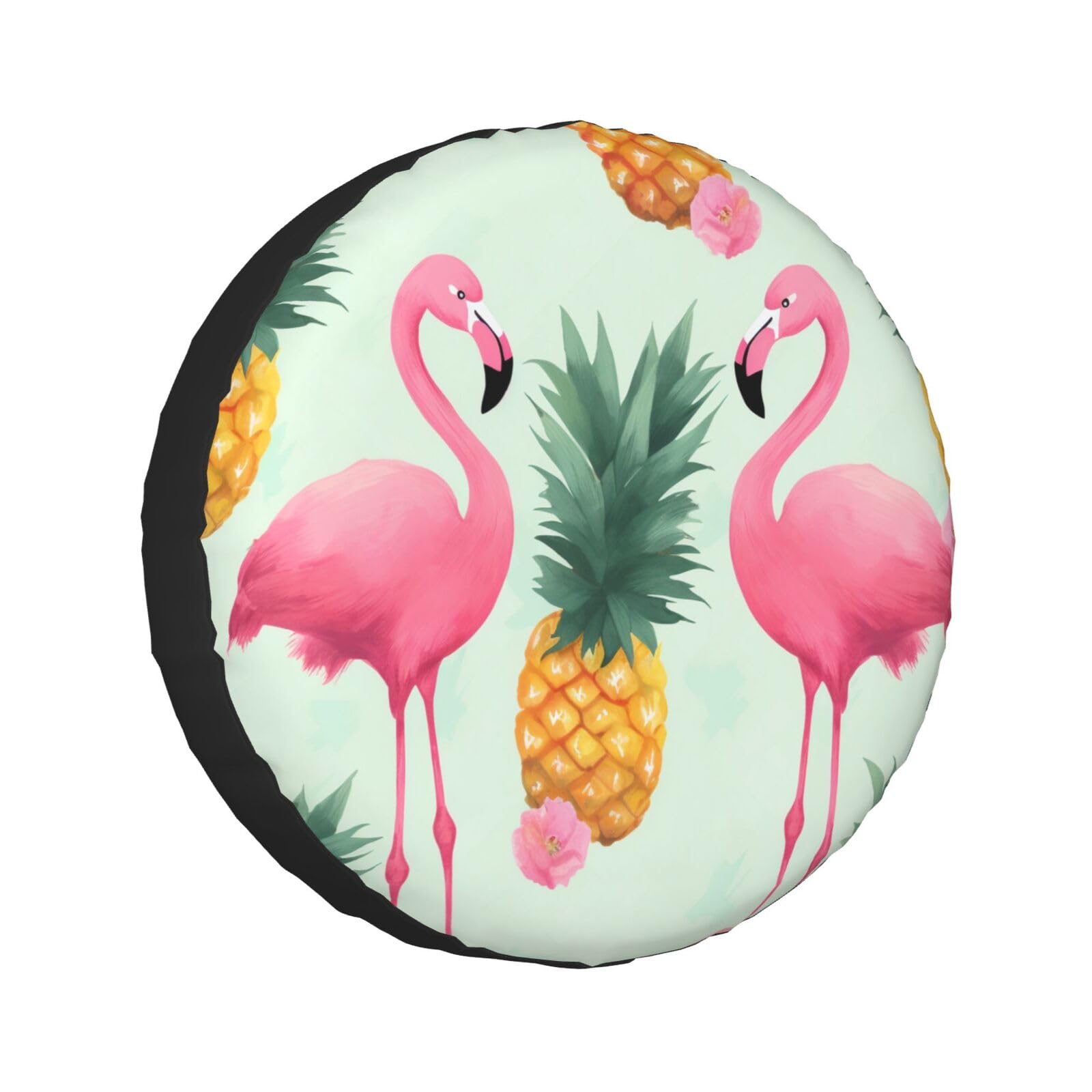 Radschutzabdeckung mit Flamingo-Ananas-Druck, Ersatzreifenabdeckung, Universal-Rad-Abdeckung, wasserdicht, für Auto, UV, SUV, Fahrzeug, LKW, 38,1 cm (15 Zoll) von Gfhwpxcnb