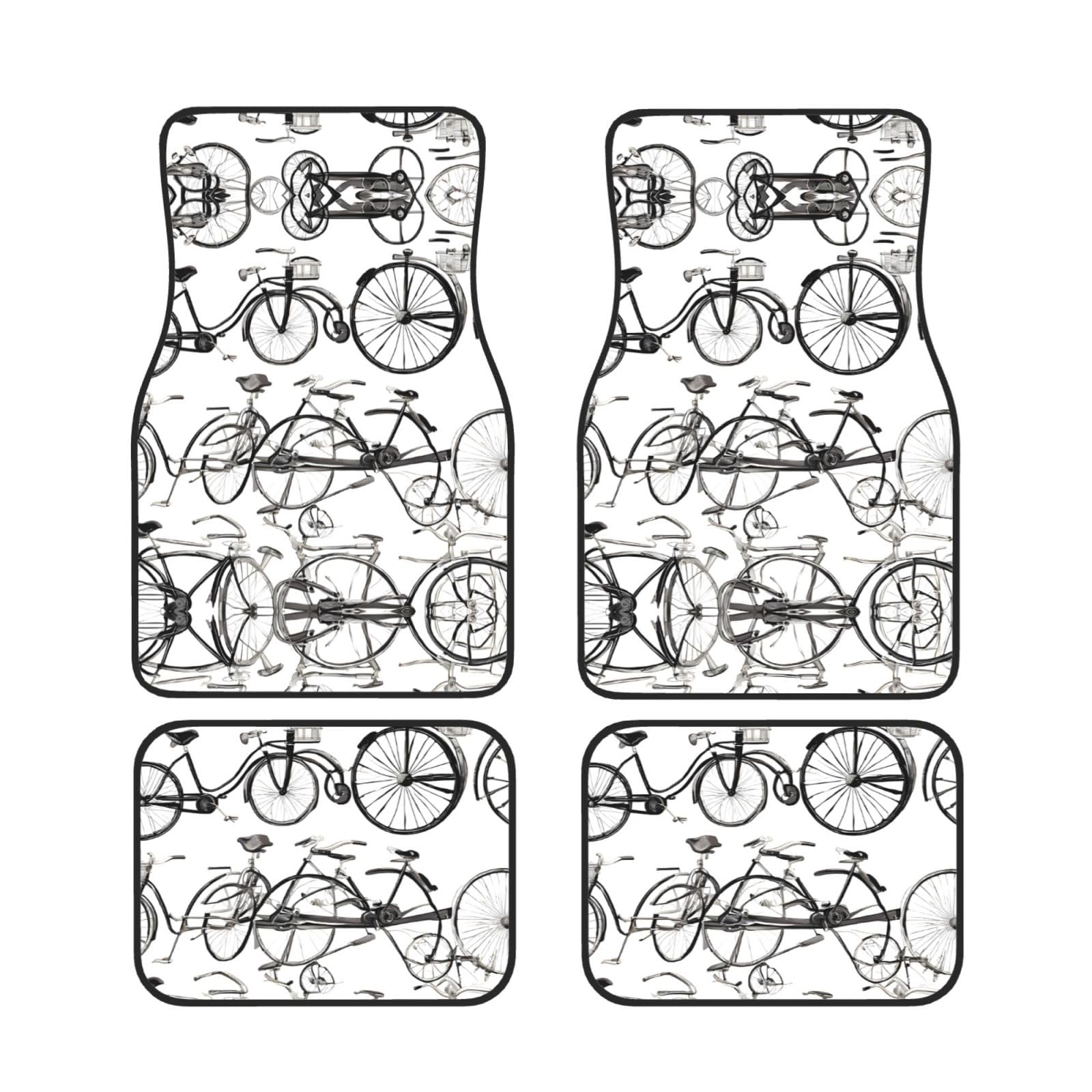 Retro Fahrrad Druck Universal Auto Fußmatten rutschfeste Autoteppiche Set von 4 Stück vorne & hinten Teppich passend für die meisten Autos, LKWs SUV von Gfhwpxcnb