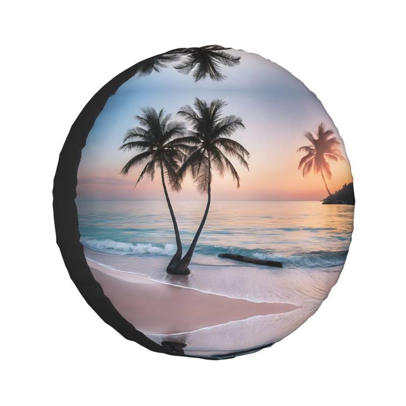 Sunrise Tropical Palm Tree Island Print Wheel Protective Cover, Spare Tire Cover Universal Wheel Tire Cover Waterproof For Car Uv Suv Vehicle Truck 14 Inch von Gfhwpxcnb