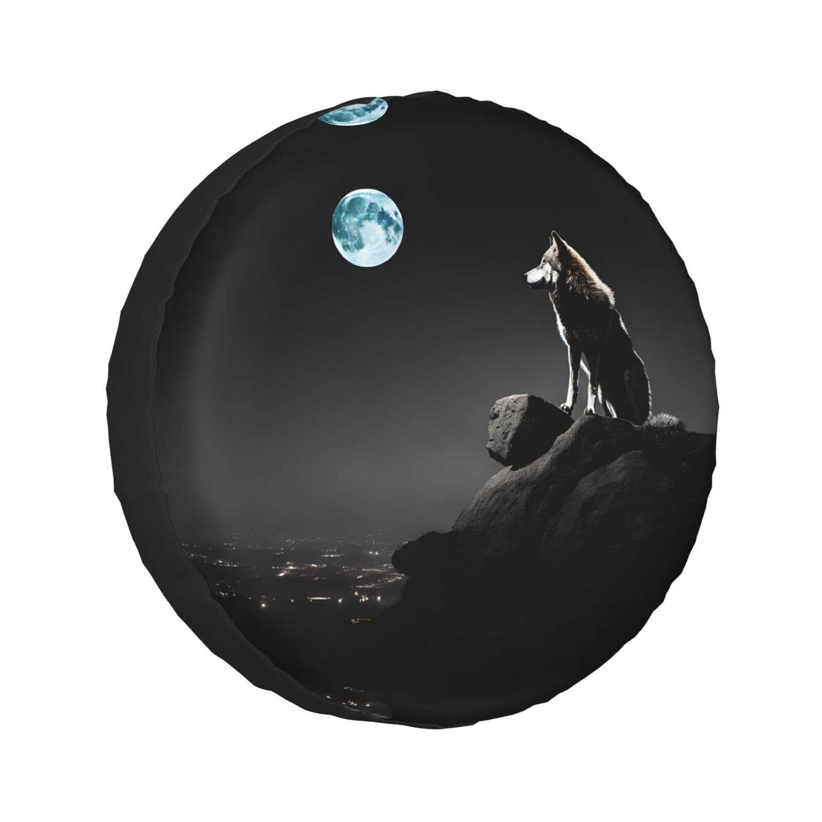 Wolf Night Moon Print Wheel Protective Cover, Spare Tire Cover Universal Wheel Tire Cover Waterproof For Car Uv Suv Vehicle Truck 17 Inch von Gfhwpxcnb