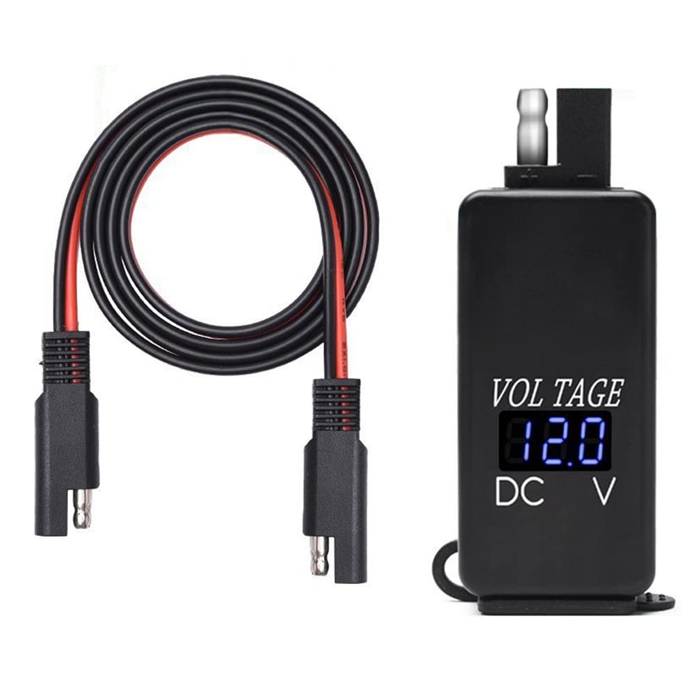 Ggnaxivs SAE-Zu-USB-Adapter mit Voltmeter Motorrad-Schnelltrennstecker mit Wasserdichtem Dual-USB-LadegeräT für Smartphones von Ggnaxivs