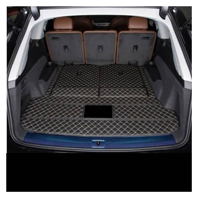 Auto Kofferraummatte Für Q7 7 Sitzer 2022 Cargo-Liner Accesorios para Auto Alfombrillas Coche Tapetes para Carro Leder Kofferraum Matten Auto Kofferraumwanne(A-Black with beige) von Ggwqfuh