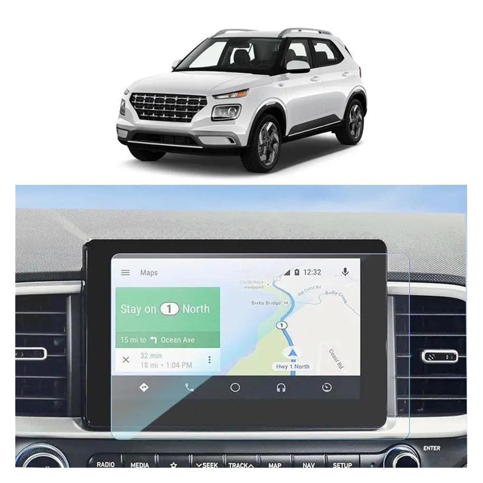 Navigation Displayschutzfolie Für Hyundai Für Venue 2022 2023 Gehärtetem Glas Screen Protector 8 Zoll Auto Radio GPS Navigation Innen Anti-Scratch GPS Navi Displayschutzfolie von Ggwqoops