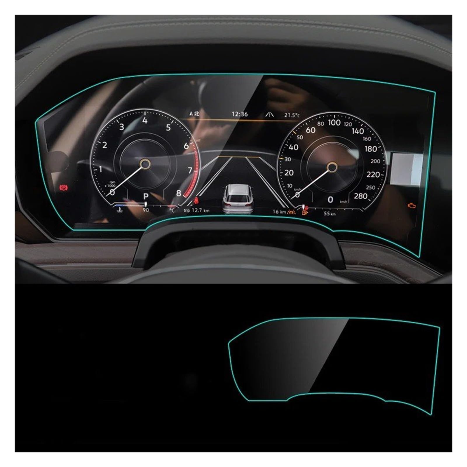 Navigation Displayschutzfolie Für VW Für Touareg 2019 2020 Auto GPS Navigation Film LCD Bildschirm Gehärtetes Glas Schutz Film Anti-Scratch Innen Refit GPS Navi Displayschutzfolie(A1pcs) von Ggwqoops