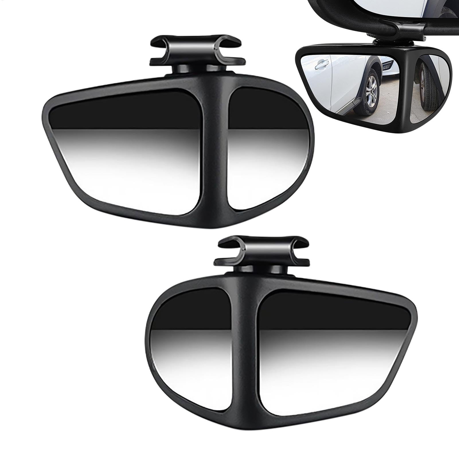 Wide-Angle Car Auxiliary Mirror, 360° Rotating Blind Mirror, 1 Pair Waterproof Side Rearview Glass, Reversing Looking Glass for Trucks, Minivans, and Caravans von Ghjkldha