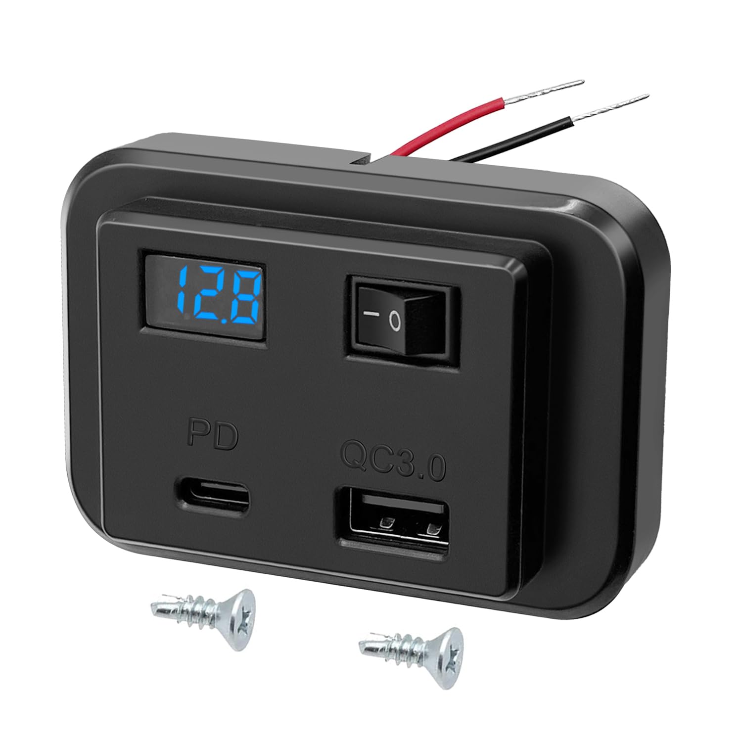 Giantdeer 40W 12V Dual USB Autosteckdose mit LED-Spannungsanzeige,PD+QC3.0 12V USB C Steckdose Auto Ladegerät Ladebuchse, 12 Volt Steckdose Panel Wohnmobil mit Schalter, für 12V~26V Auto ATV Wohnmobil von Giantdeer