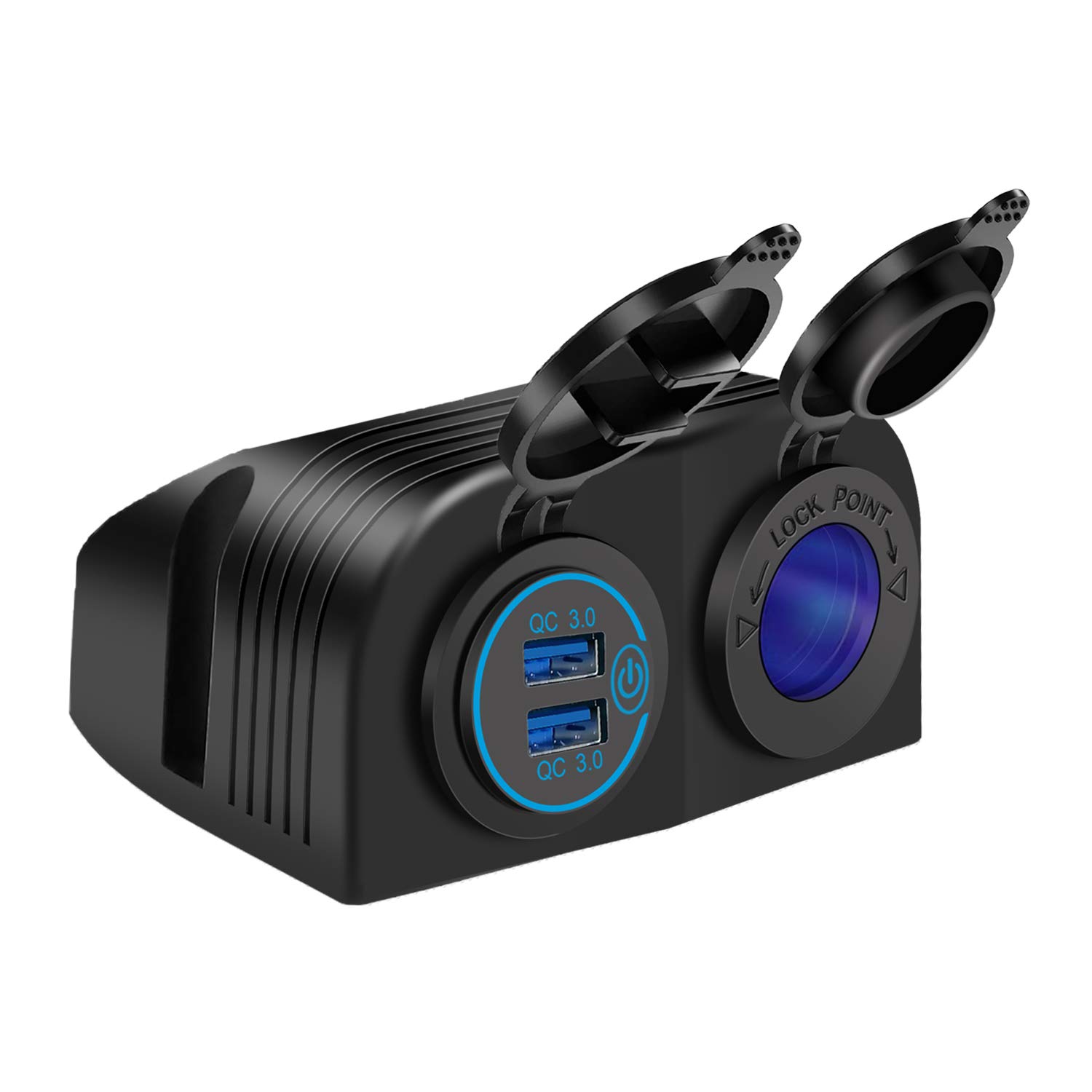 Giantdeer QC3.0 Dual USB Autoladegerät wasserdichte Zigarettenanzünderbuchse mit Touch-Schalter Zweiloch-Zeltplatte für Autos Motorräder Marine von Giantdeer