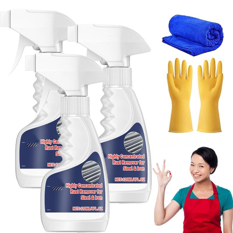 Gienslru Leistungsstarker Rostlöser Für Stahl, Hochleistungs Rostlöser, Rostentferner Metall, Rostlöser Für Stahl, 3s Rostentferner, Rapid Rust Remover, Multifunktionales Rostlöser-Spray (*3) von Gienslru