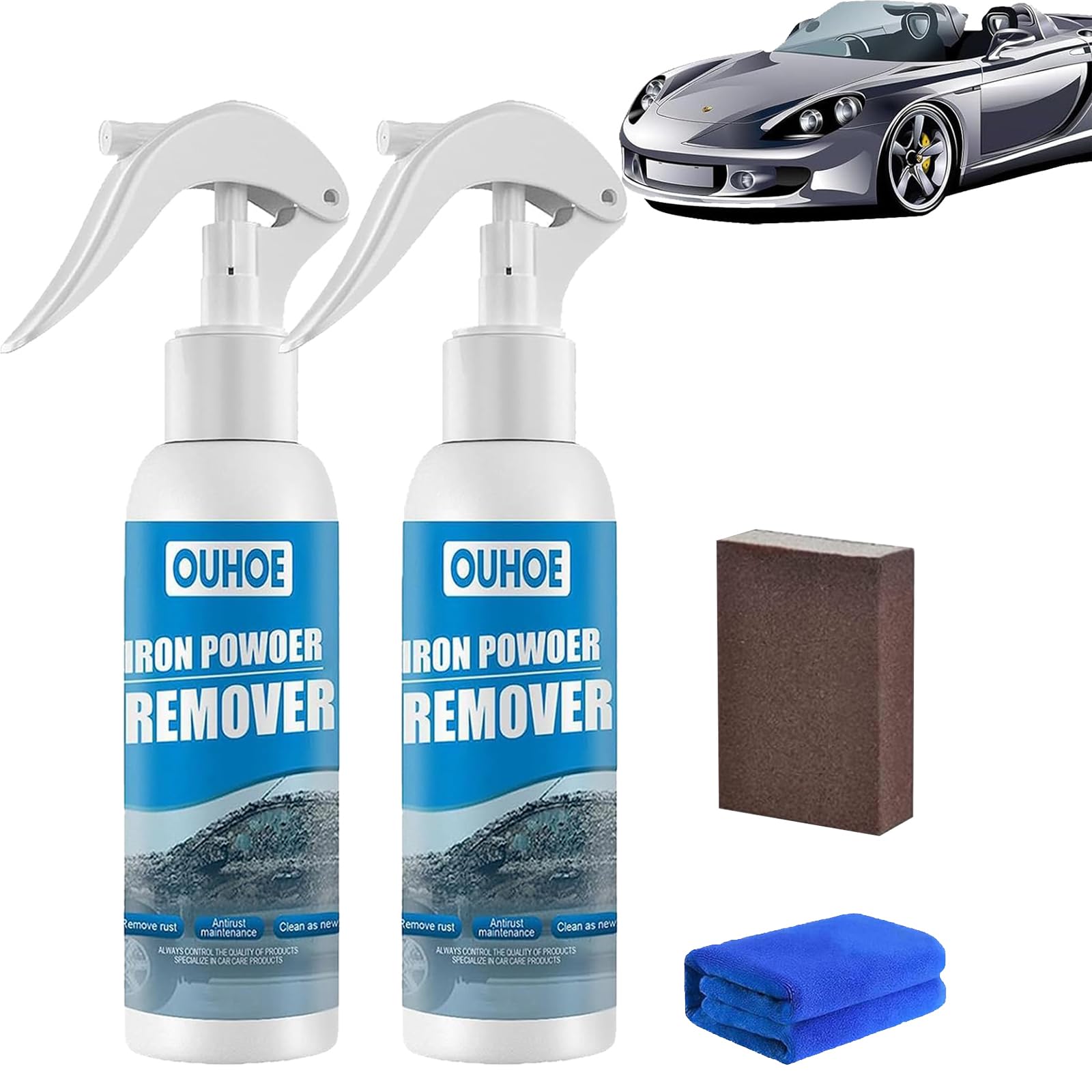 Gienslru Multi Purpose Rust Remover Spray, Ouhoe Iron Powder Remover, Car Rust Removal Spray, Ouhoe Rust Removal Spray, Rust Out Instant Remover Spray (2pcs-100ml) von Gienslru