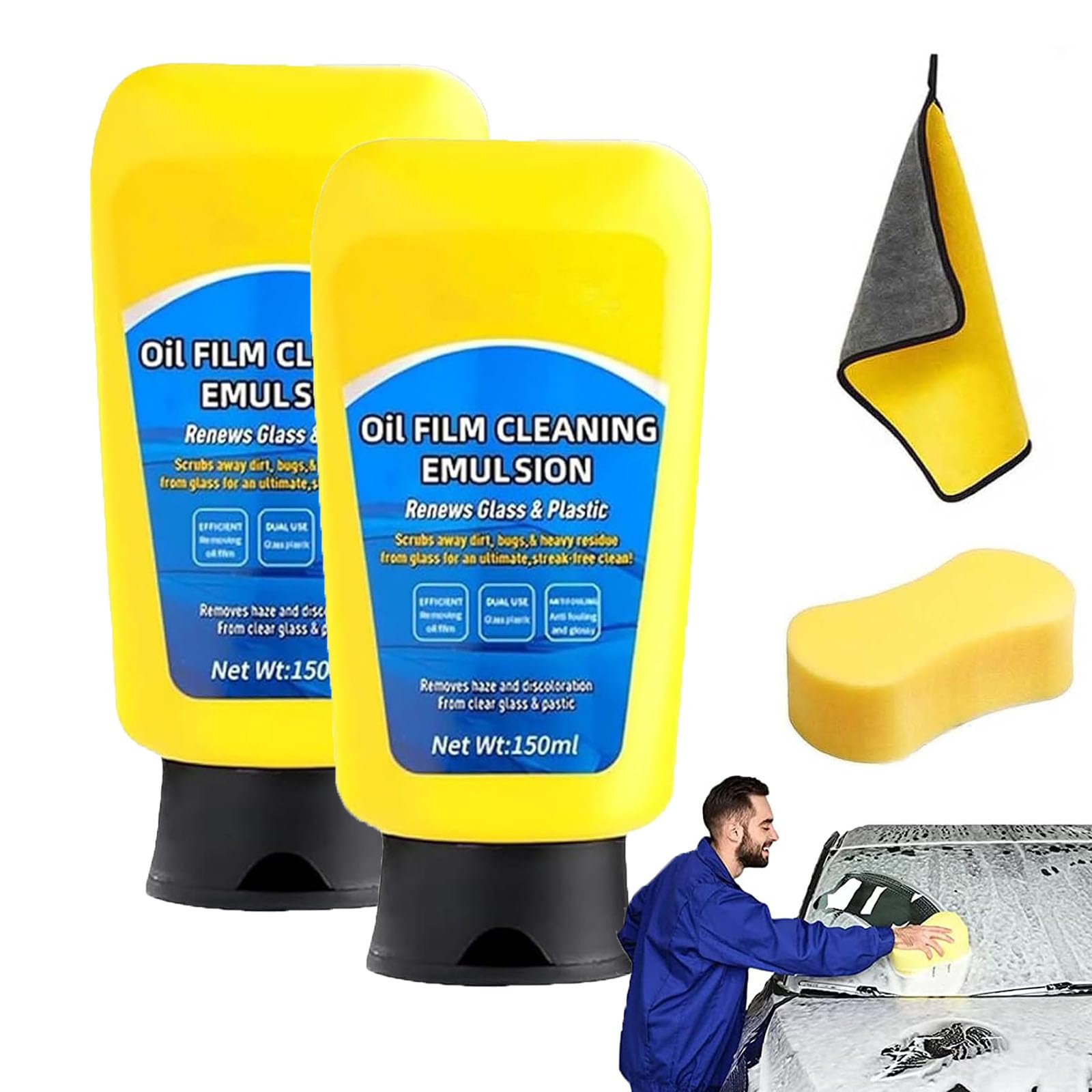 Gienslru Oil Film Cleaning Emulsion, Soapami Oil Film Cleaner, Automotive Oil Film Cleaning Emulsion Renews Glass & Plastic, Car Windows Quick Effect Coating Agent for Home and Auto Cleaning (*2) von Gienslru