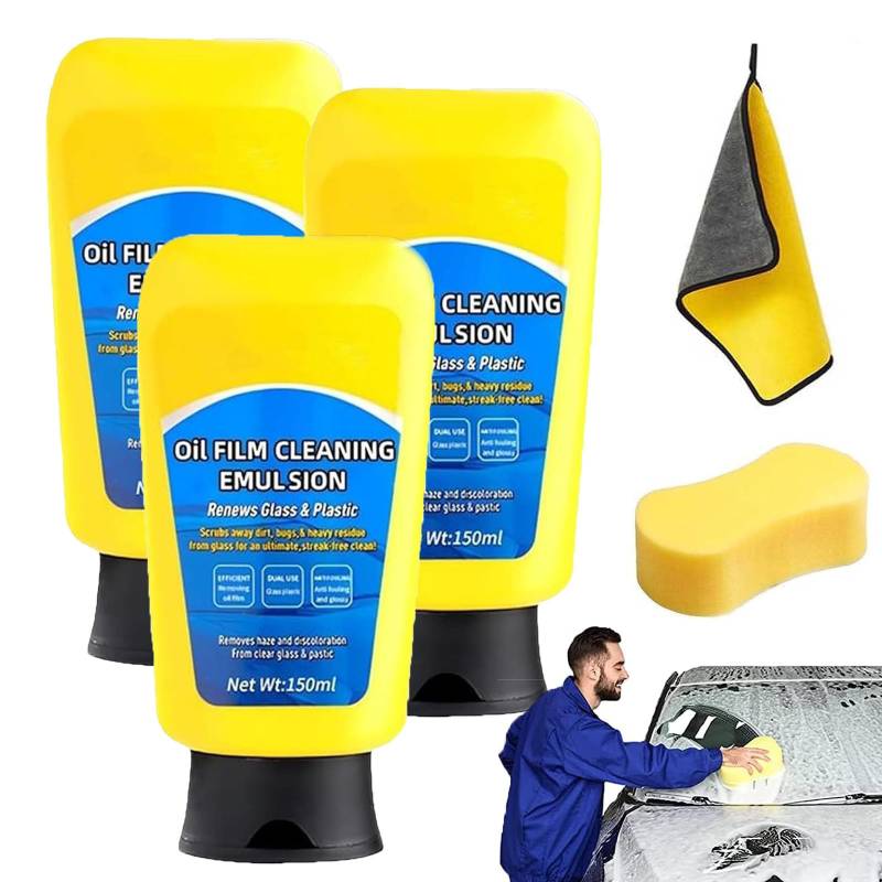 Gienslru Oil Film Cleaning Emulsion, Soapami Oil Film Cleaner, Automotive Oil Film Cleaning Emulsion Renews Glass & Plastic, Car Windows Quick Effect Coating Agent for Home and Auto Cleaning (*3) von Gienslru