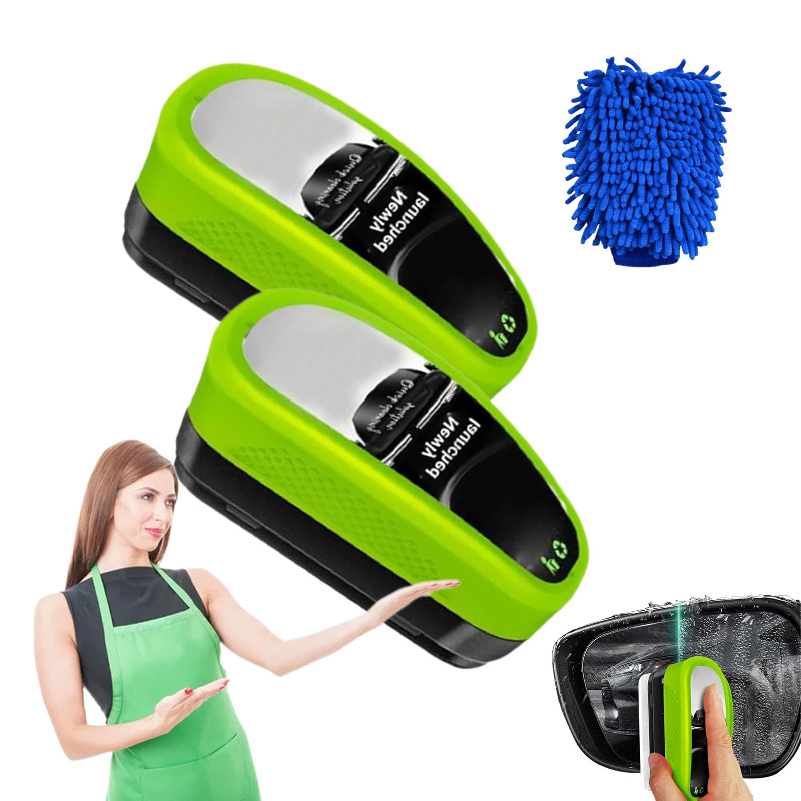 New 2.0 Green Oil Film Wipe, Green Oil Film Wipe, Powerful Oil Film Removal & Crystal Coating, Automotive Oil Film Cleaning Brush, Oil Film Remover,Improves Clarity and Visibility (2Pcs) von Gienslru