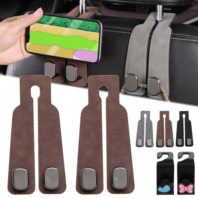 Tekiep Car Seat Hooks, Car Seat Hooks for Headrest, Car Seat Back Storage Hook, Car Seat Back Double Hook, Car Seat Headrest Hooks for Purses and Bags (2*Brown) von Gienslru