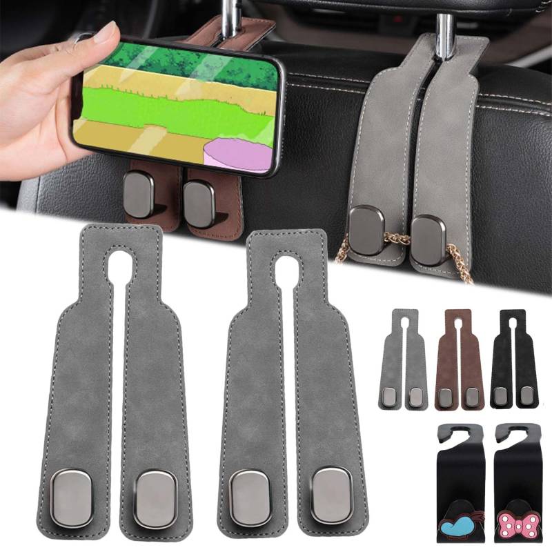 Tekiep Car Seat Hooks, Car Seat Hooks for Headrest, Car Seat Back Storage Hook, Car Seat Back Double Hook, Car Seat Headrest Hooks for Purses and Bags (2*Grey) von Gienslru